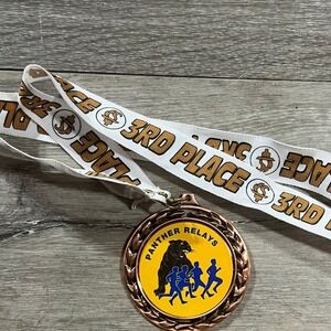 VTG Panther Relays 3rd Place Medal Crown Award Bronze Track Field School Lanyard